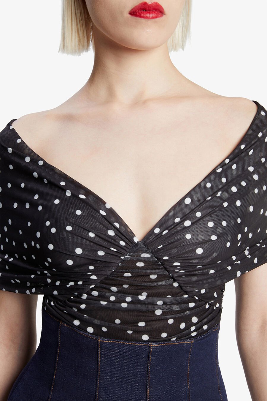 VESPERA SPOT MESH BODYSUIT in colour BLACK SPOT