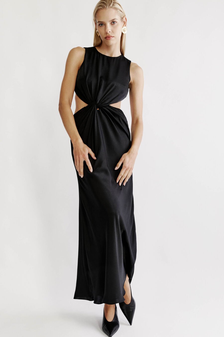 ESFIRA TWIST FRONT MAXI DRESS in colour BLACK
