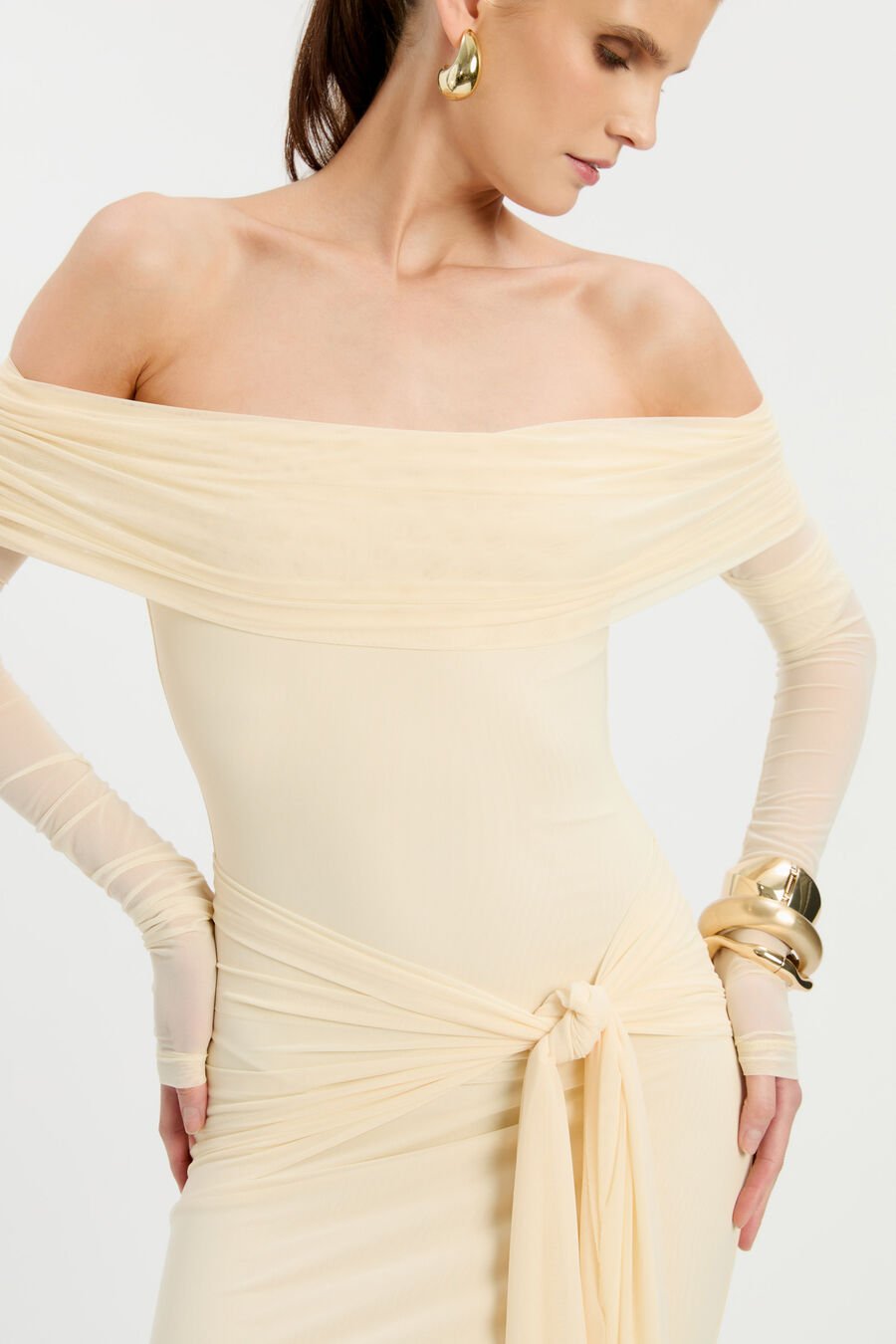 Selina Tie Front Mesh Dress