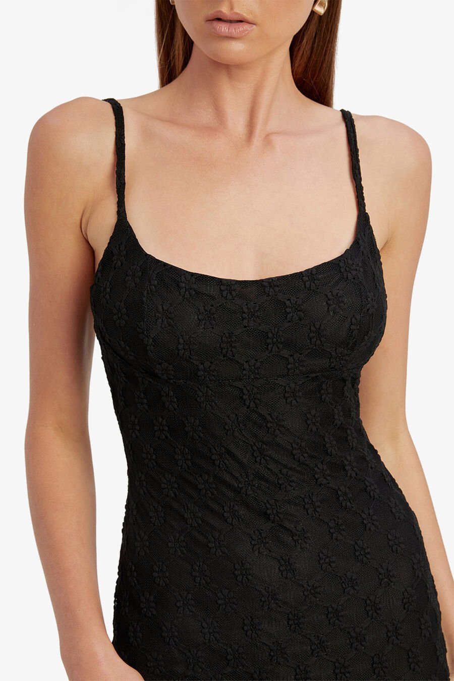 ADONI MESH MIDI DRESS in colour BLACK