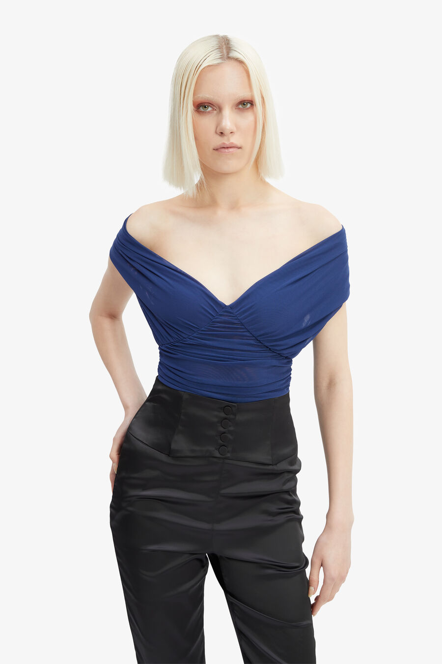 VESPERA MESH BODYSUIT in colour ROYAL BLUE