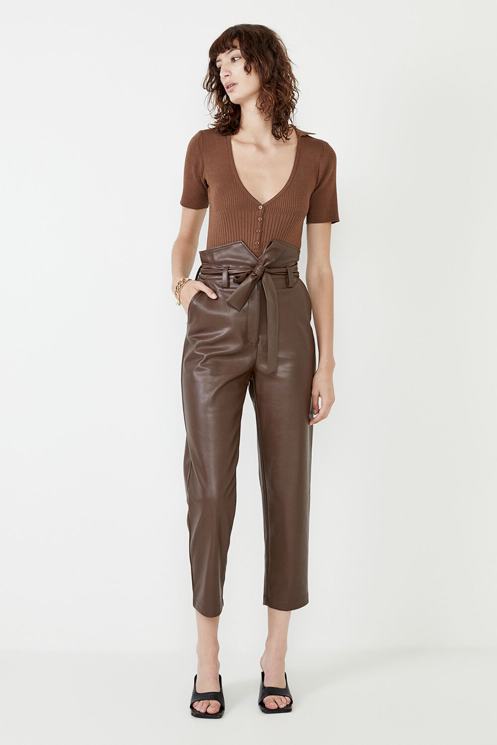 Theodora Knit Bodysuit in Chocolate 