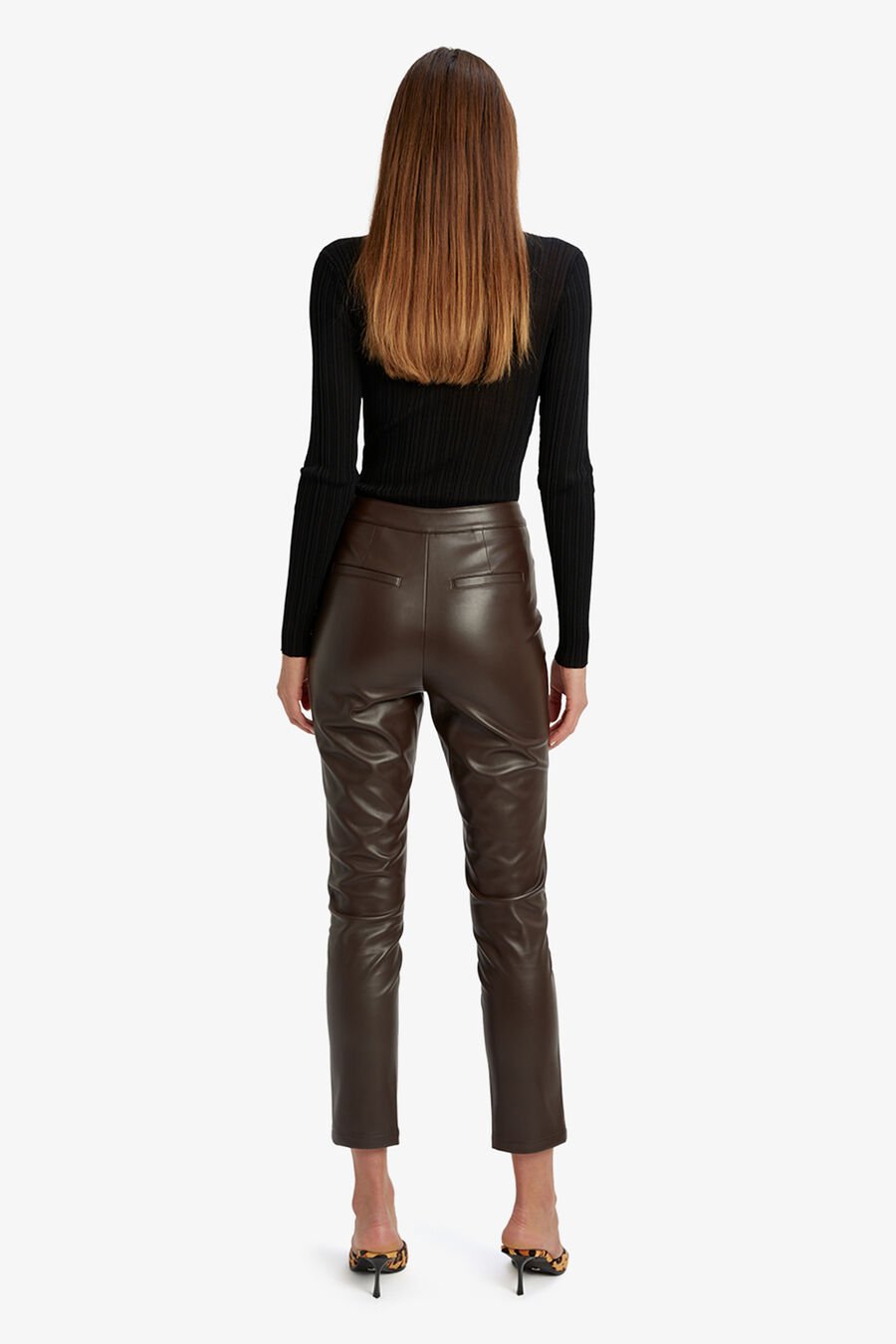PEARSON VEGAN LEATHER PANT in colour Dark Chocolate