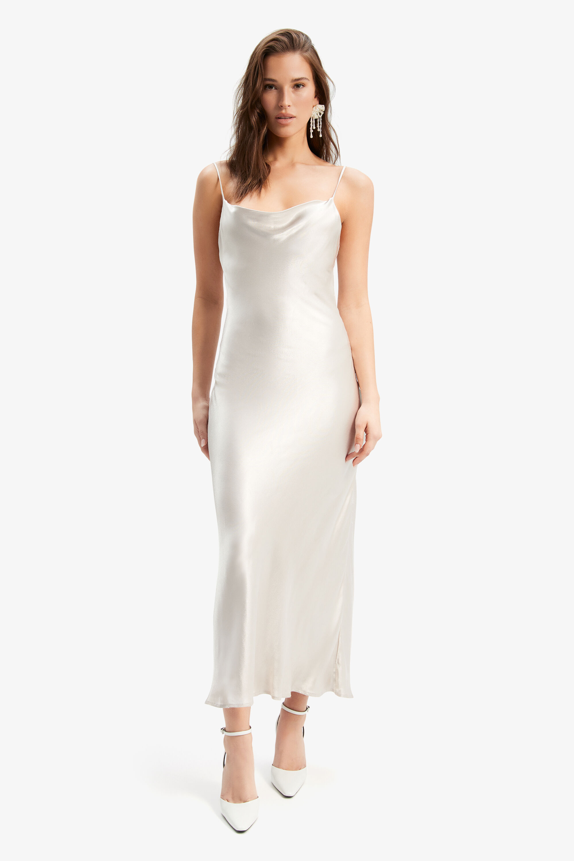 Oyster satin cocktail dress outlet