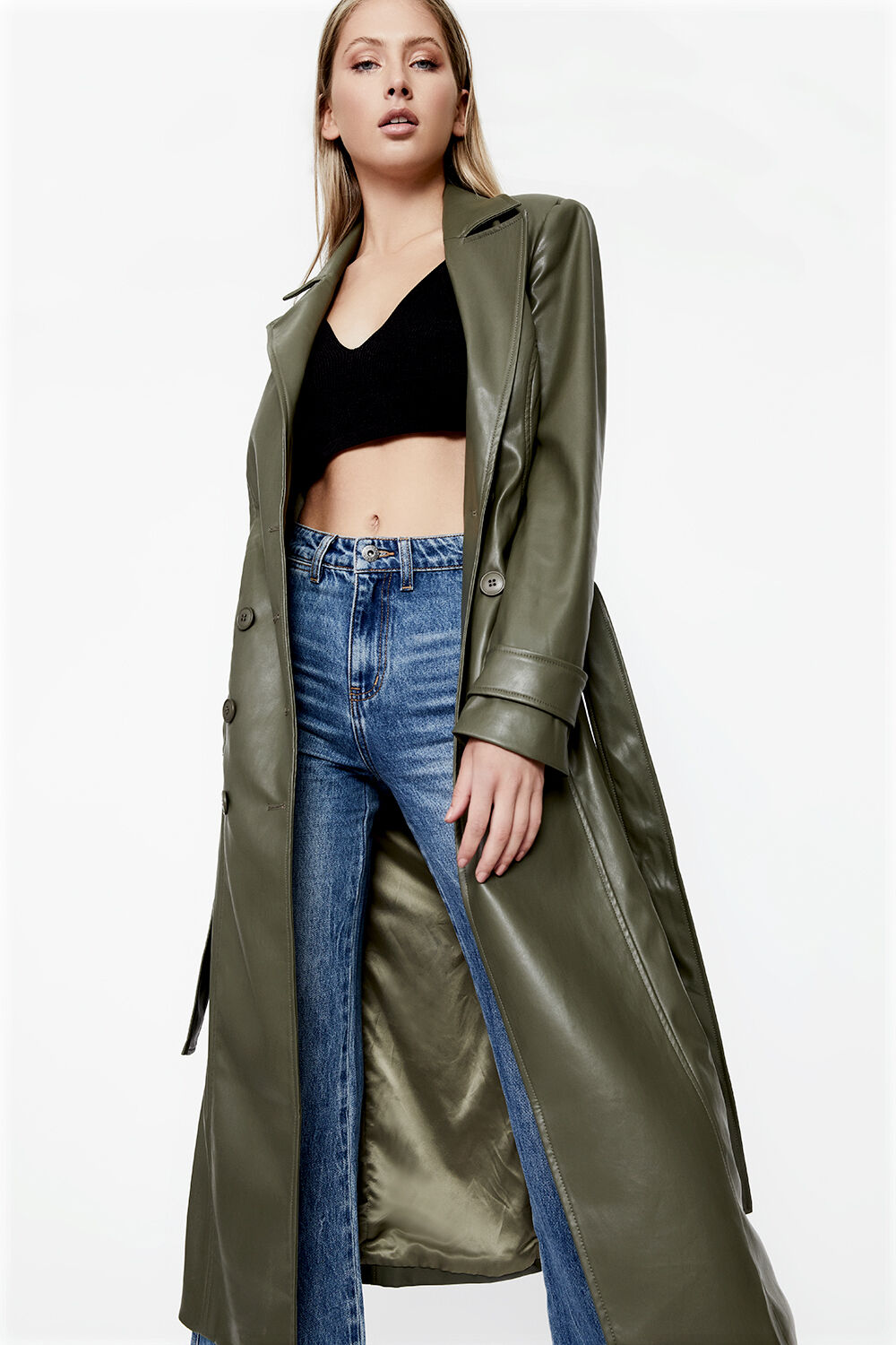 VEGAN LEATHER TRENCH COAT