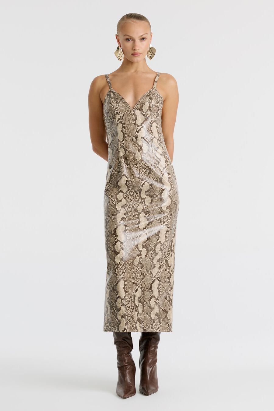 ESTINE FAUX SNAKESKIN DRESS in colour Snake