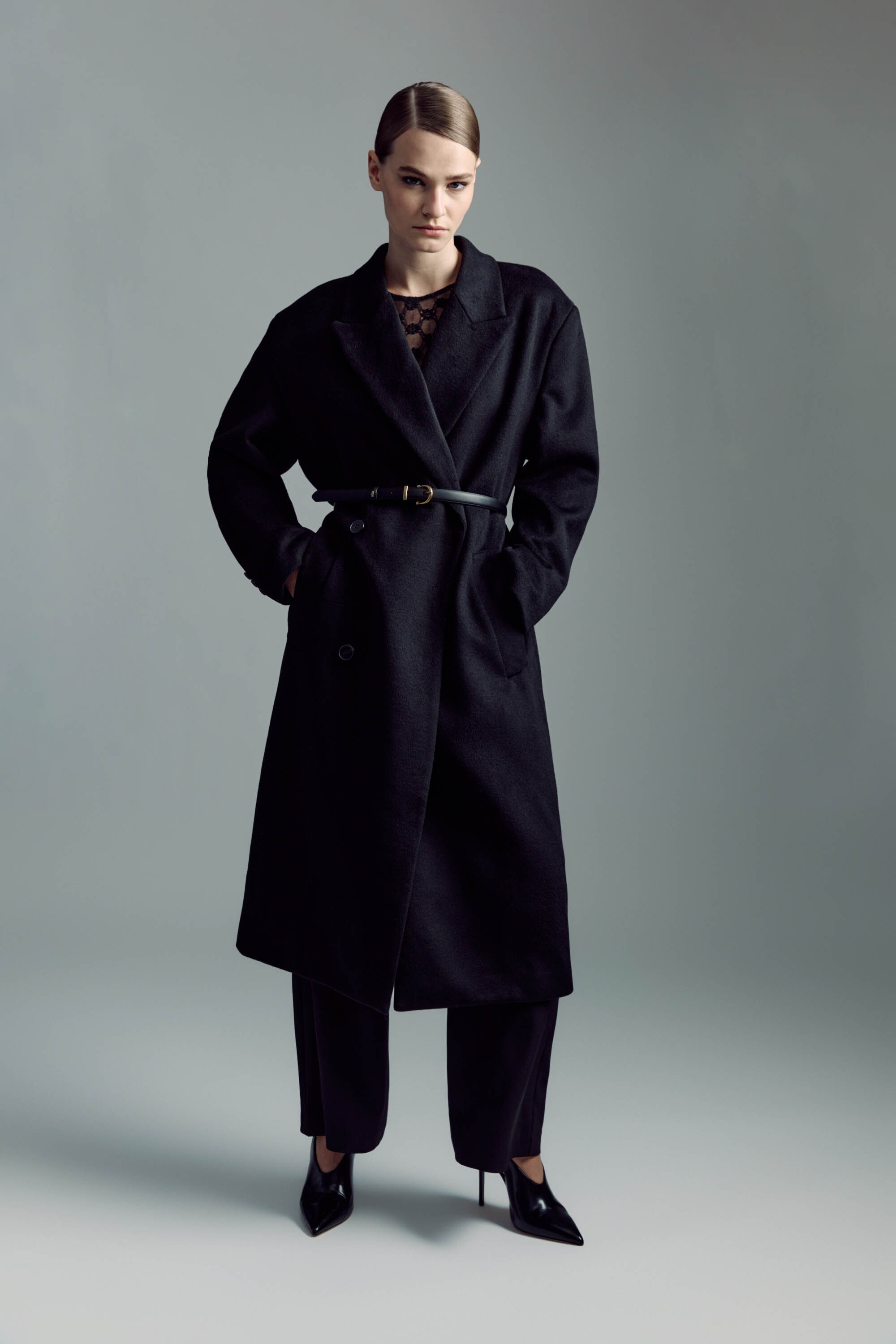 Classic Oversized Coat In Black | Bardot