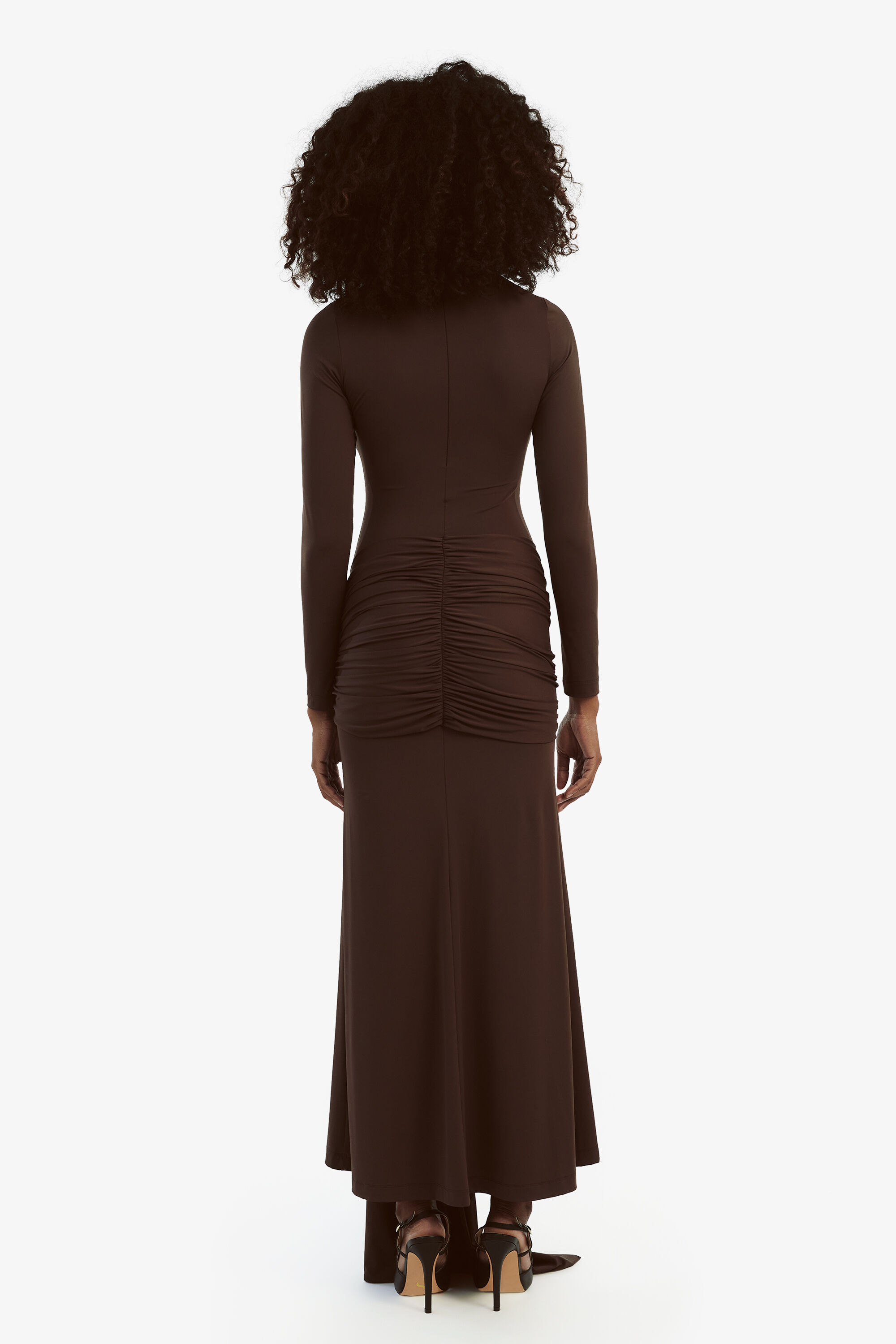 Alix Maxi Tie Front Dress In Chocolate Bardot