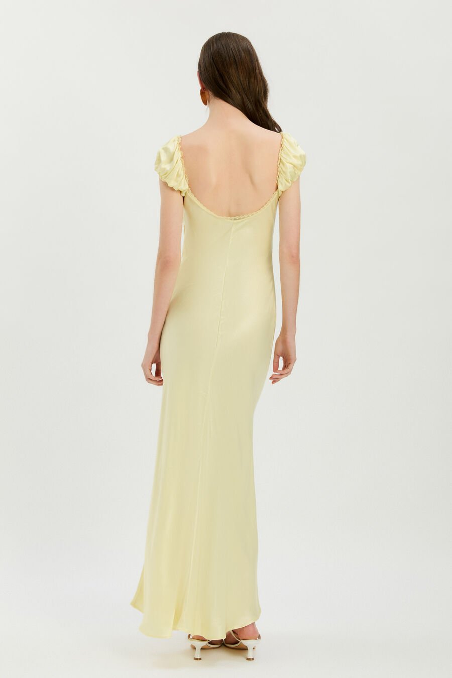 STASIA SATIN MAXI SLIP DRESS in colour Canary Yellow