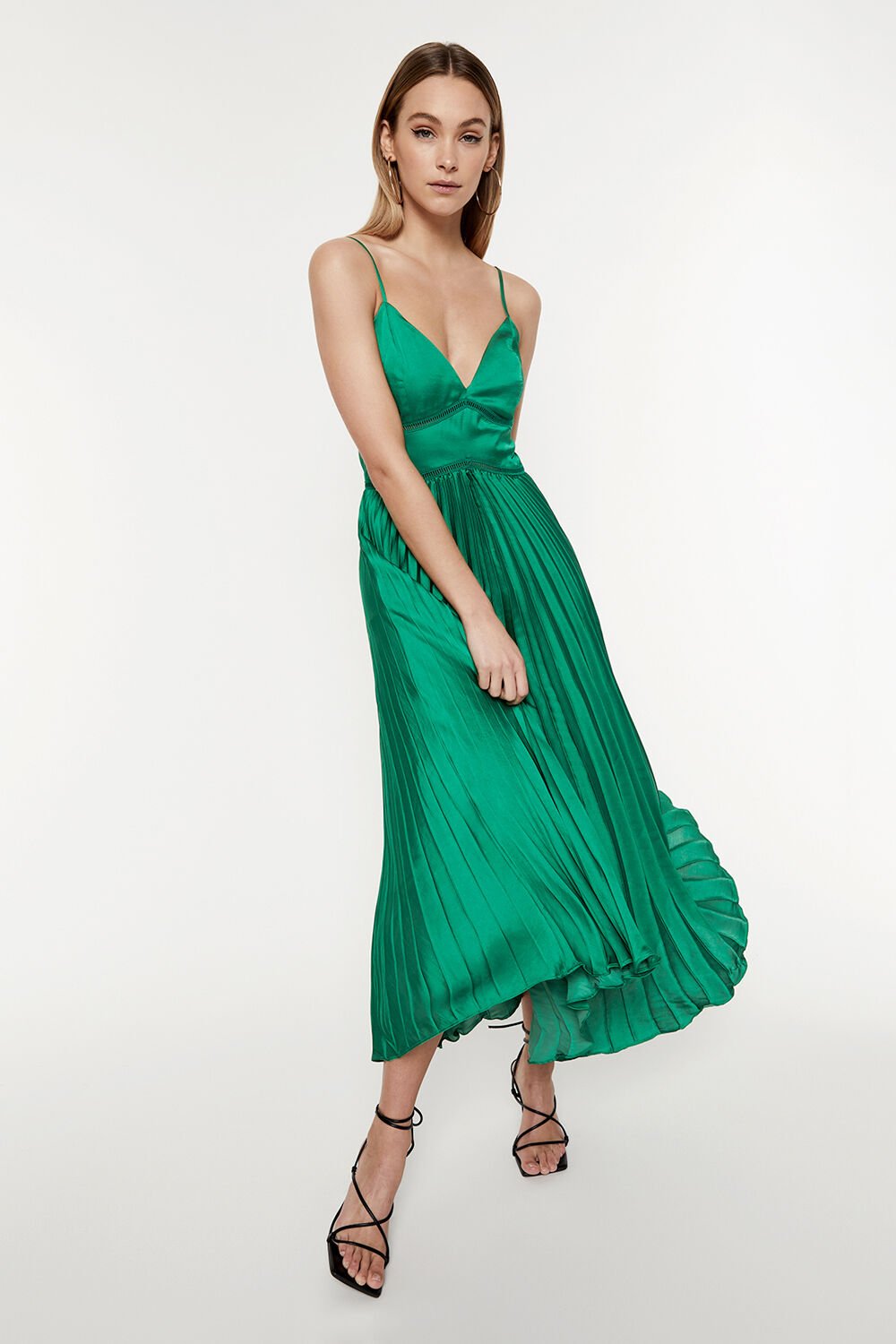 Pleated shop dress green