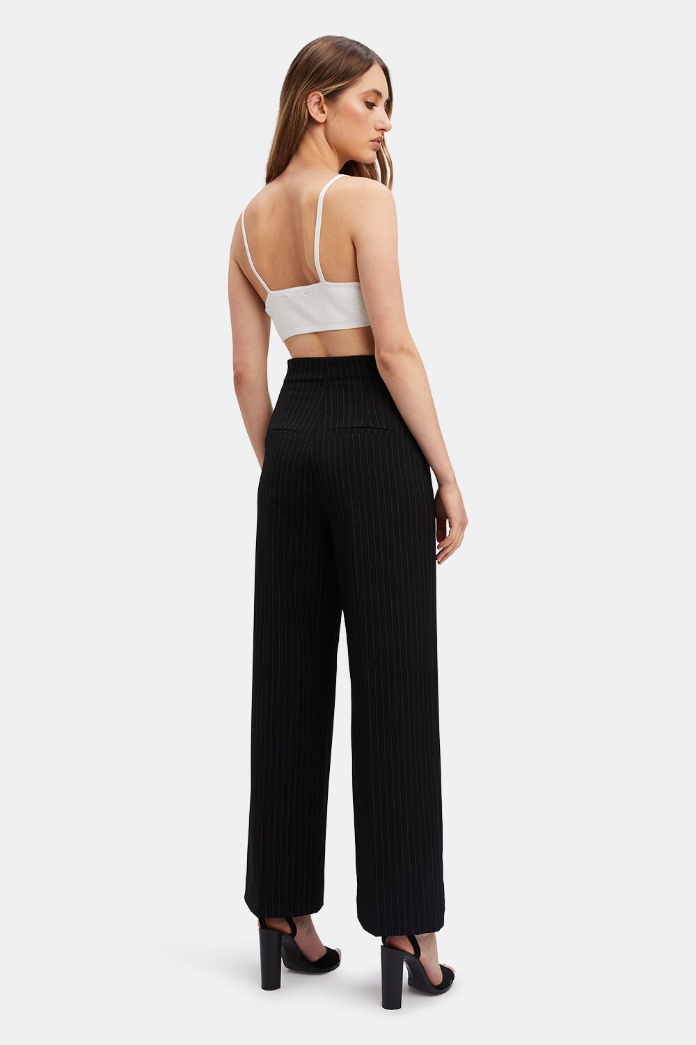 PIN STRIPE WIDE LEG PANT in colour BRIGHT WHITE