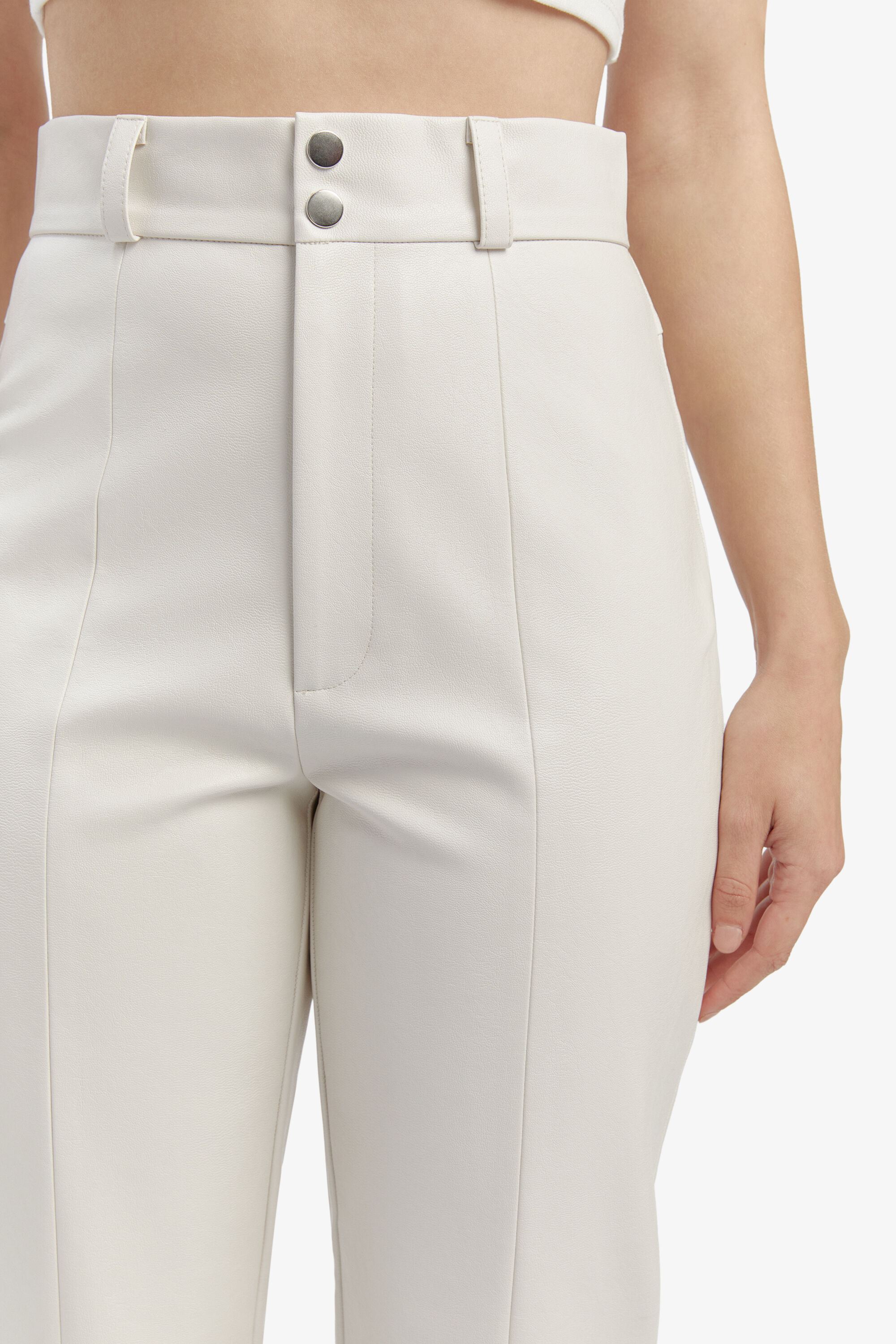 Cleo Vegan Leather Pant In Ivory | Bardot