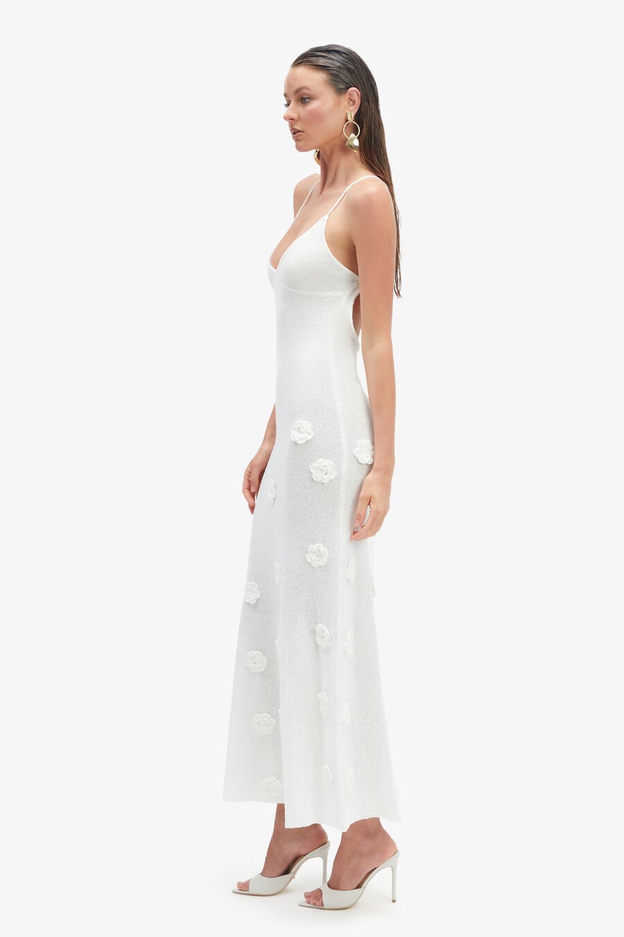 BRODY HALTER KNIT DRESS in colour IVORY