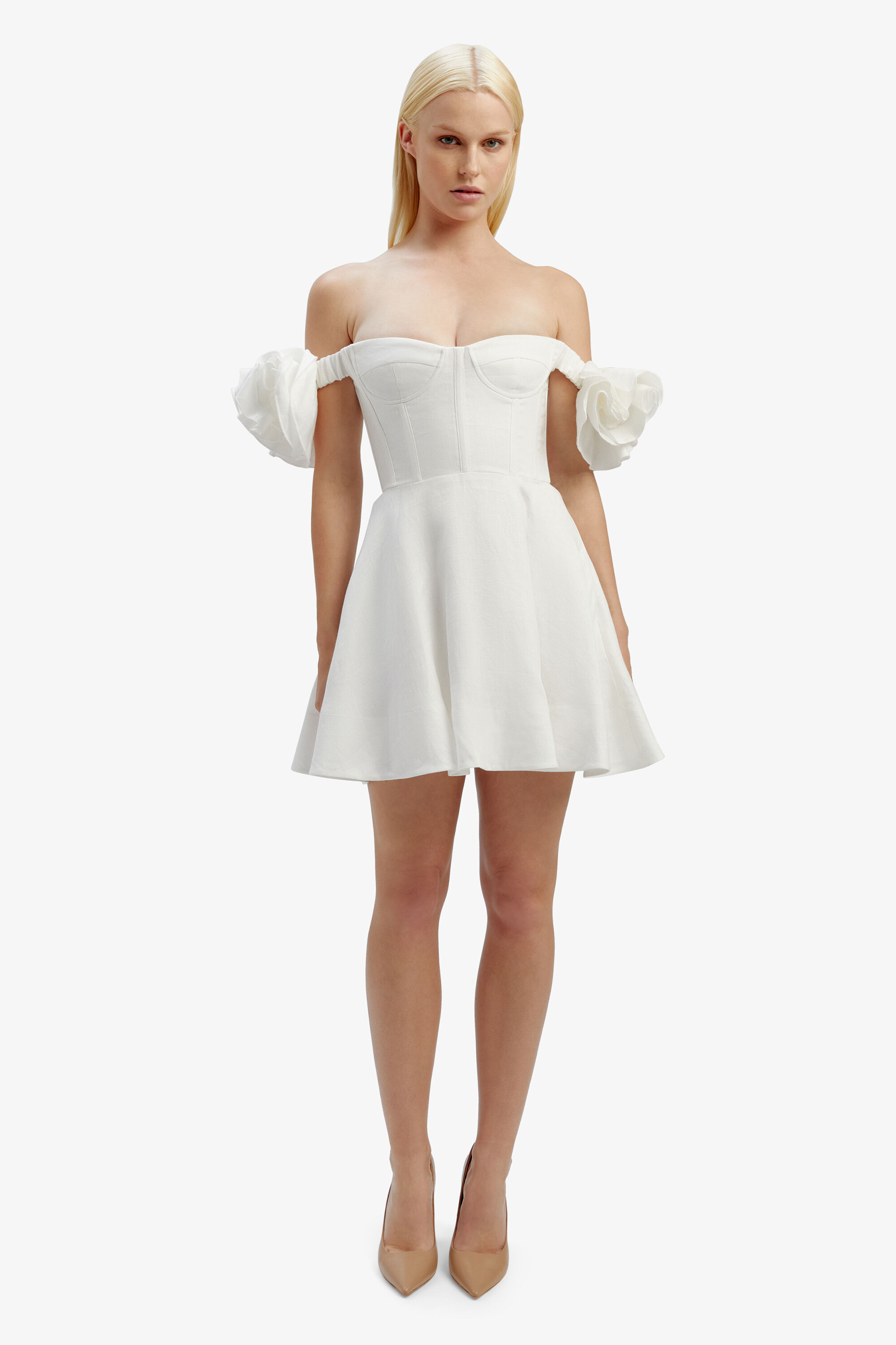 White bardot outlet mini dress