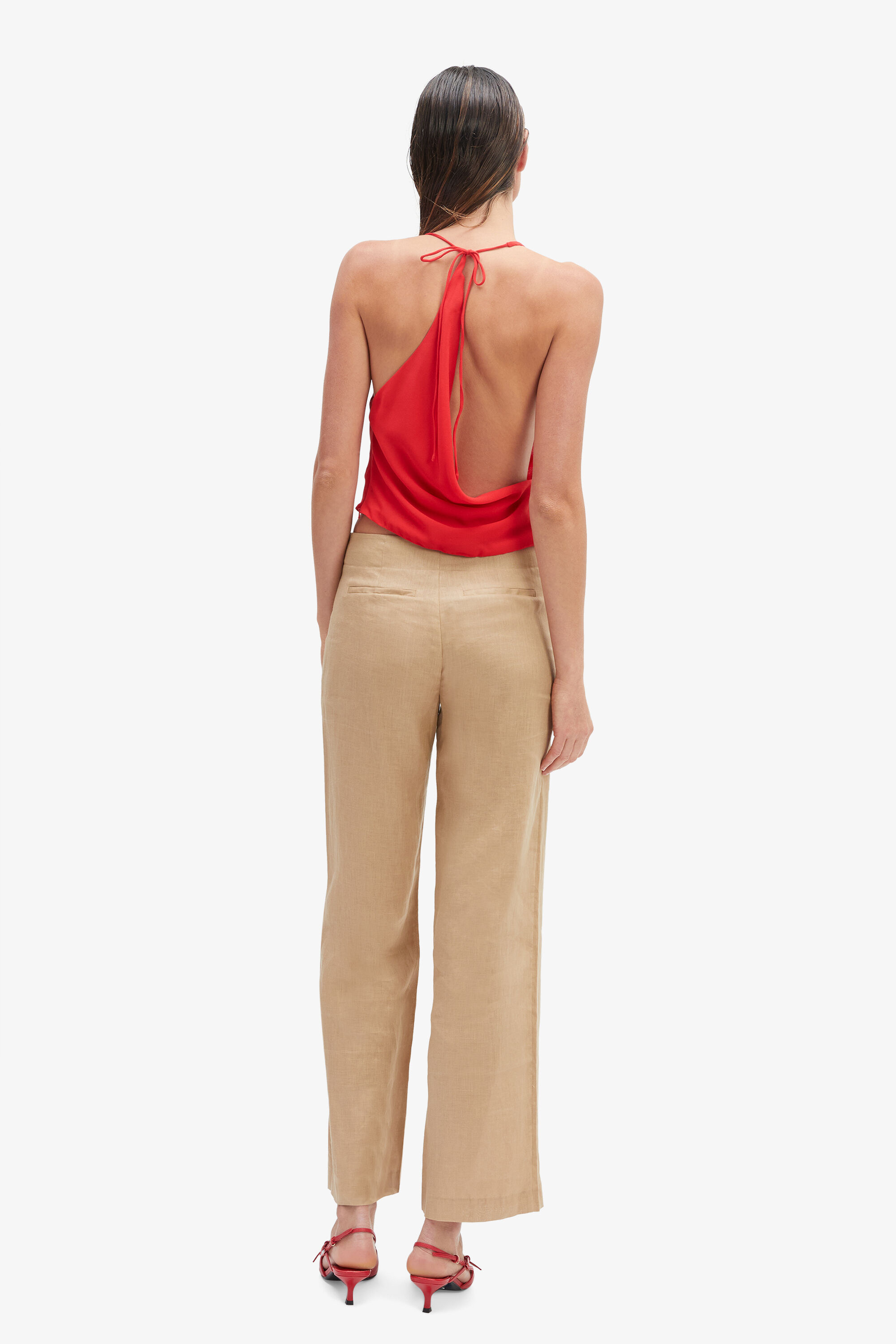 売れ筋商品|||カスパー カットソー トップス レディース Women's Stretch Knit Cowl-Neck Short-Sleeve Top Fire Red Women's Ribbed-knit turtleneck top | Red | Diesel