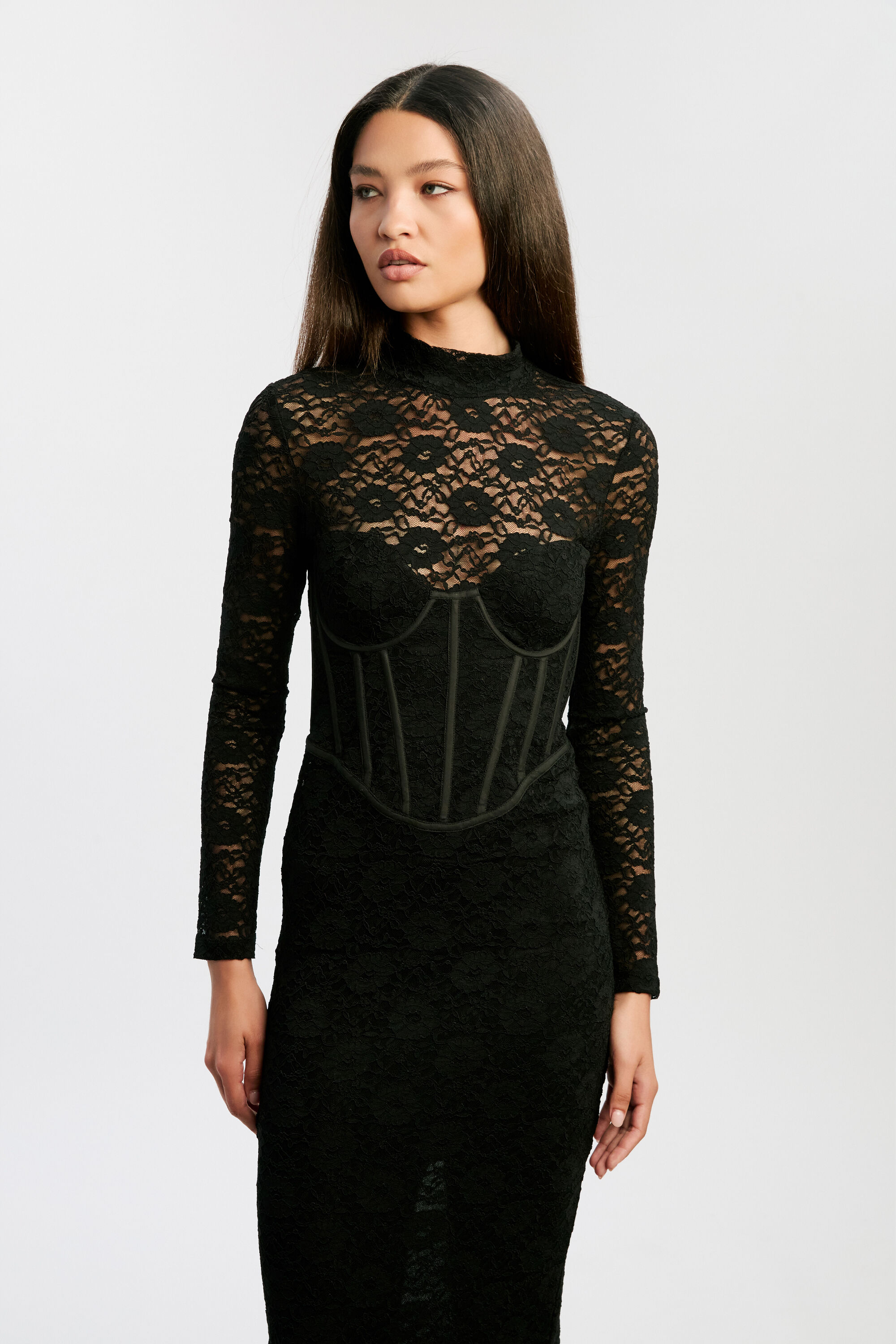 black lace vintage wedding dress Gothic Black Vintage Wedding Dresses A Line V Neck – TANYA BRIDAL main image 0
