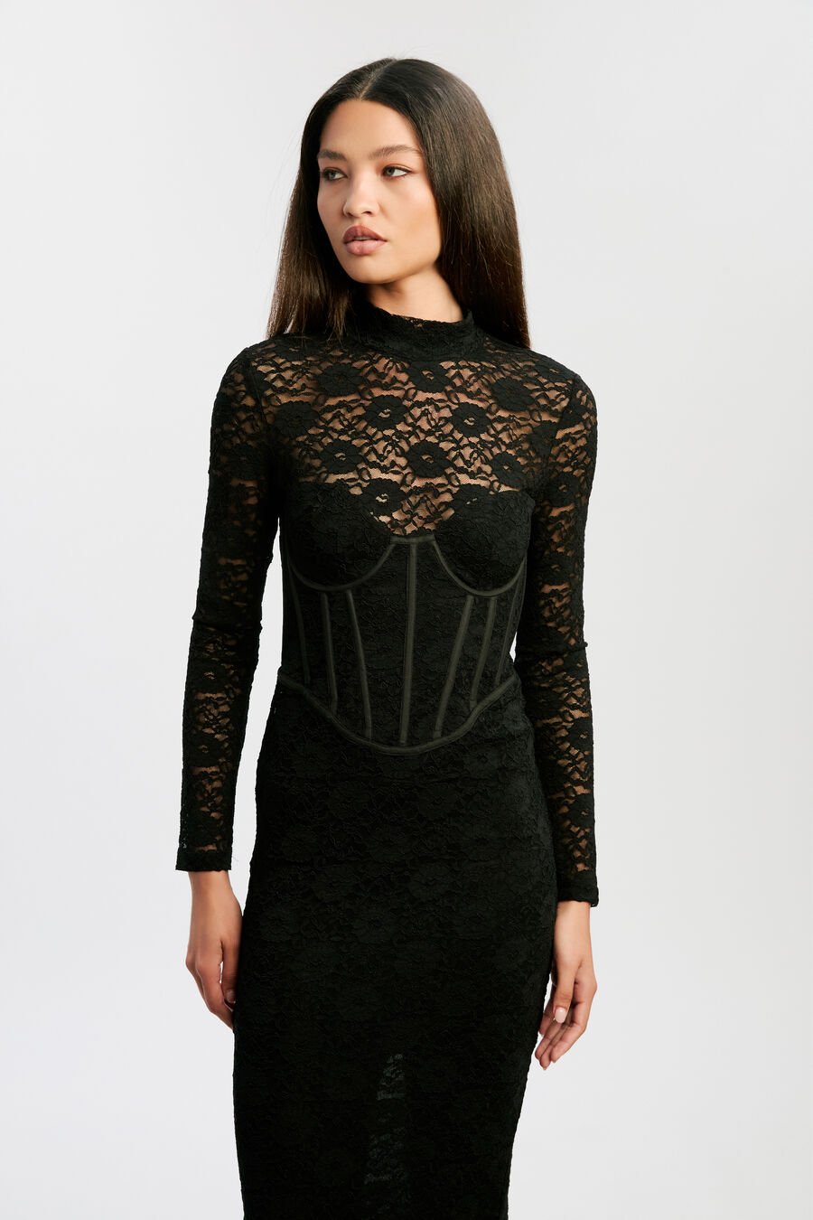 Carmen Lace Corset Midi Dress