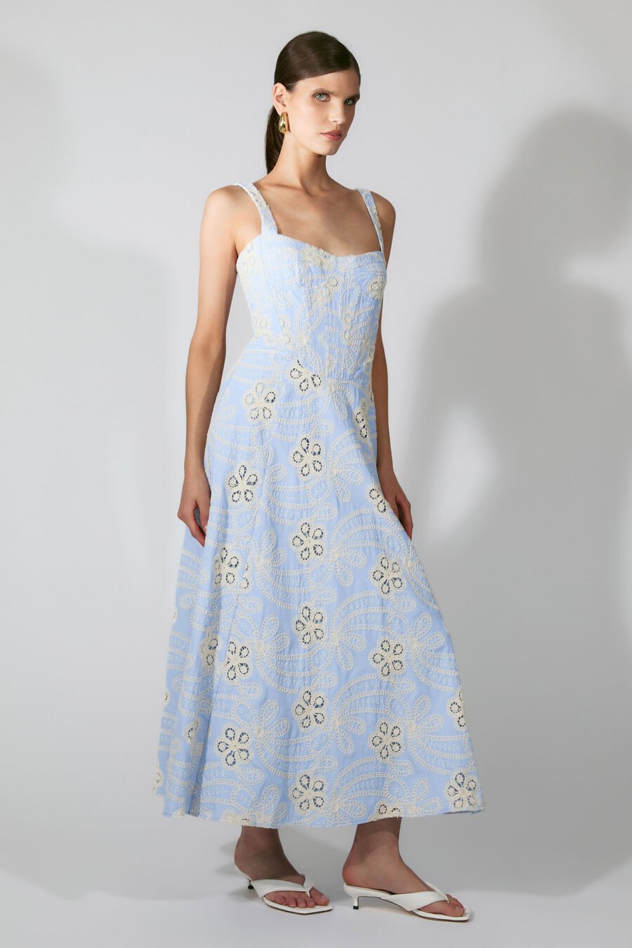 LILAH DENIM MIDI DRESS in colour Light Denim