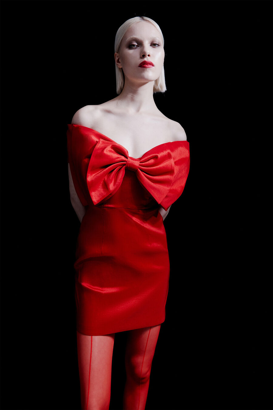 red mini dress bow Sassy Shortcake Bowquette Mini Dress