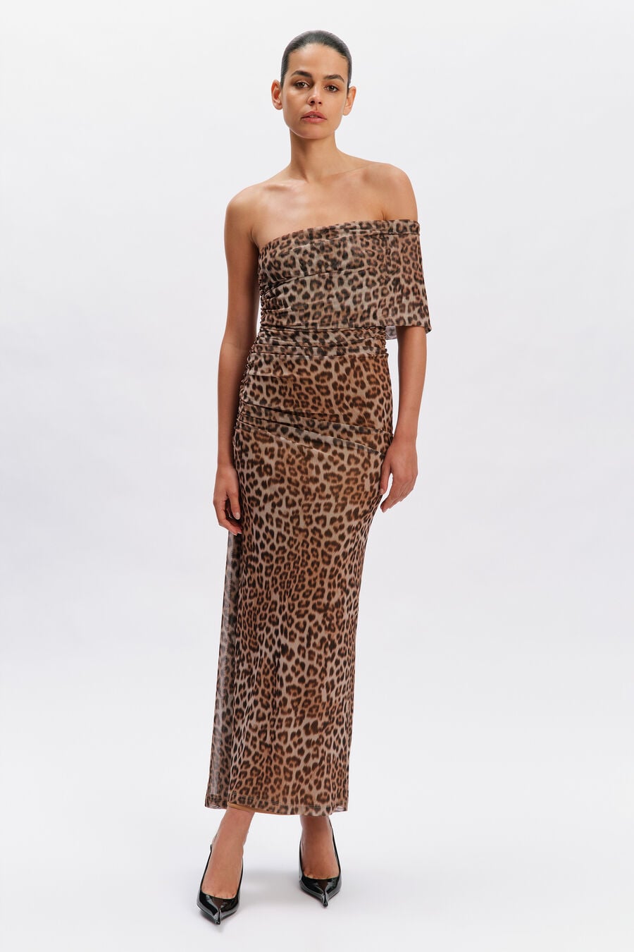 Calia Printed Mesh Maxi Dress 