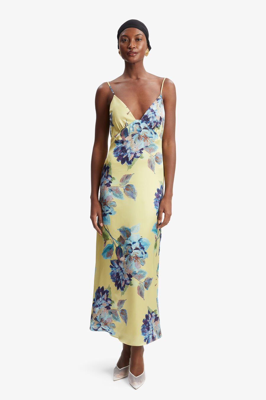 WINTOUR MIDI SLIP DRESS in colour Bold Blue Floral