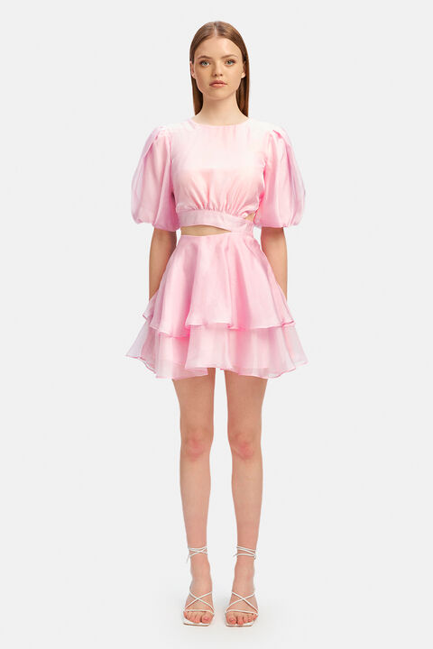 ENYA ORGANZA MINI DRESS in colour SOFT PINK