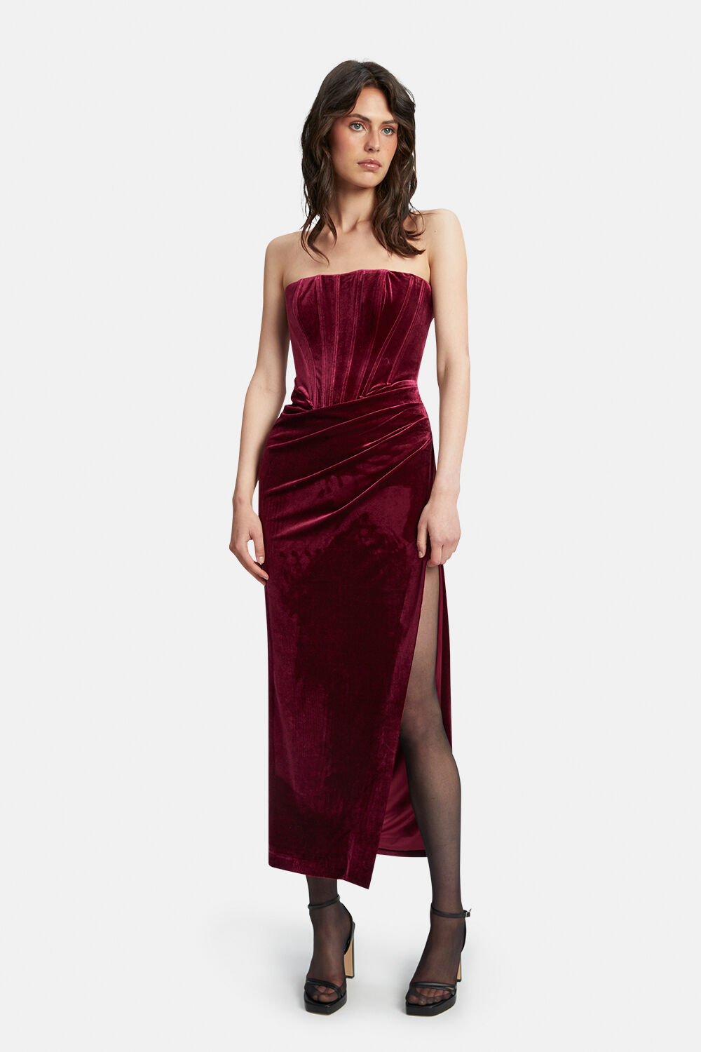 Velour burgundy dress clearance