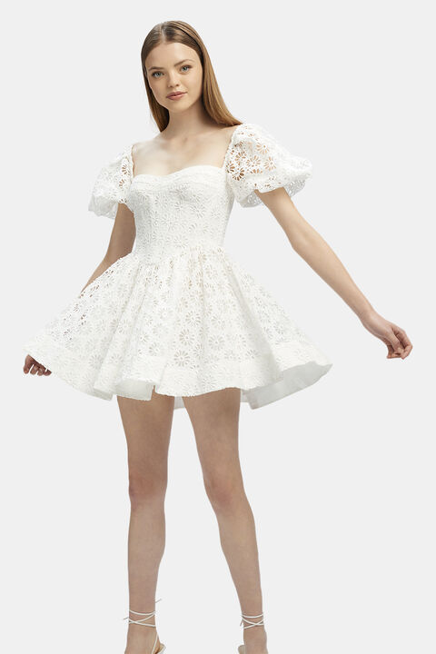 KIAH BRODERIE MINI DRESS in colour BRIGHT WHITE