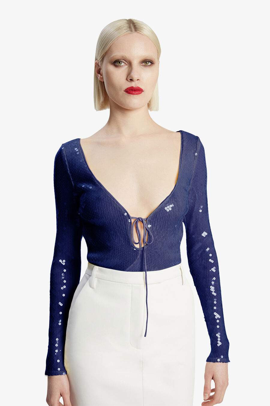 VERONA SEQUIN BODYSUIT in colour NAVY