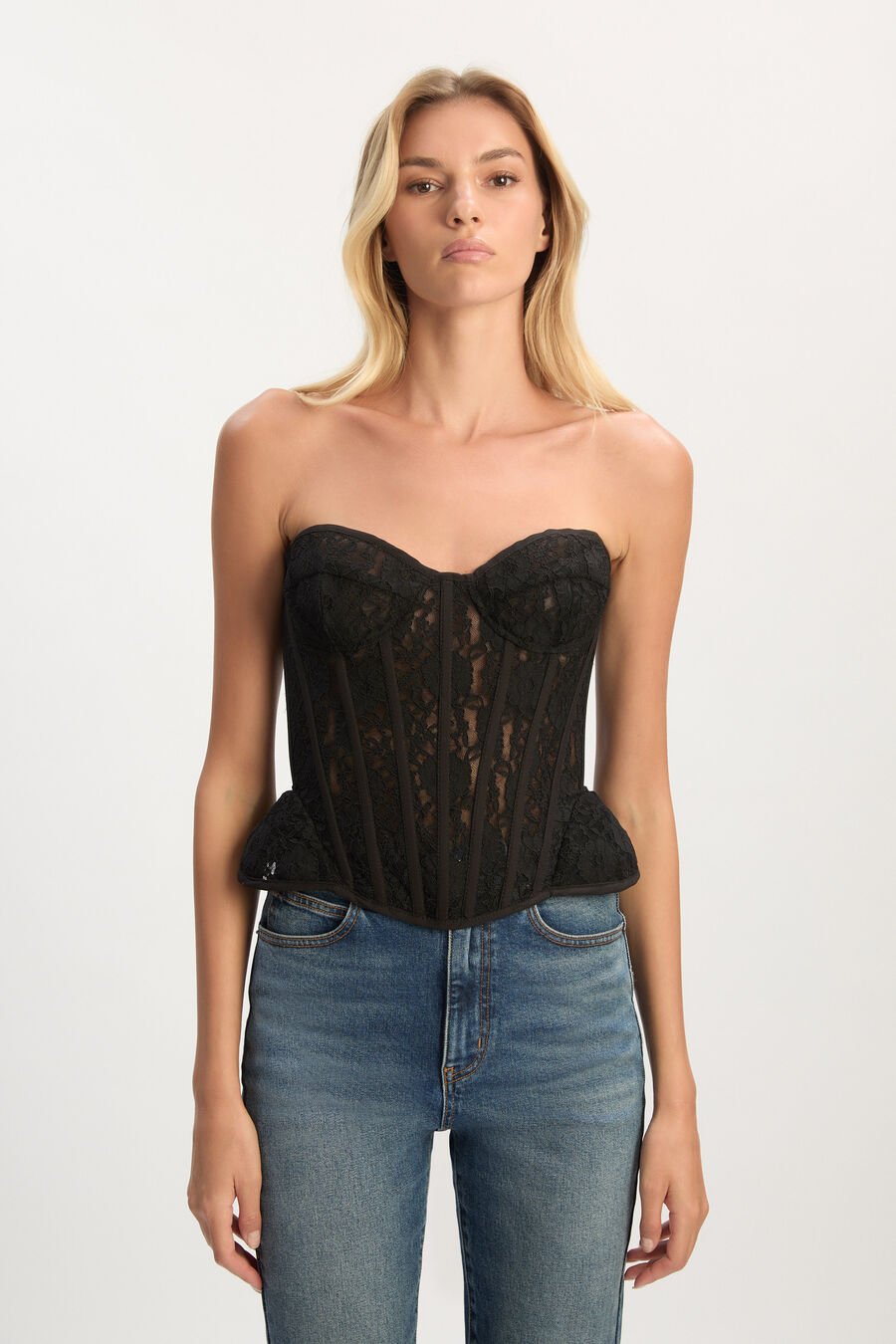 Cristo Strapless Lace Bustier