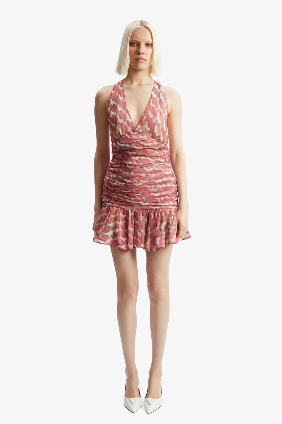 MAVE HALTER NECK MINI DRESS in colour RED SPOT