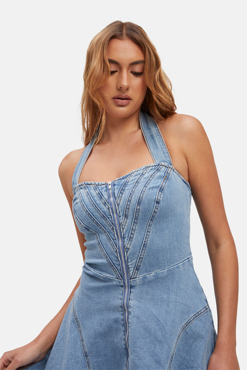 LEE HALTER MINI DRESS in colour MIDNIGHT NAVY