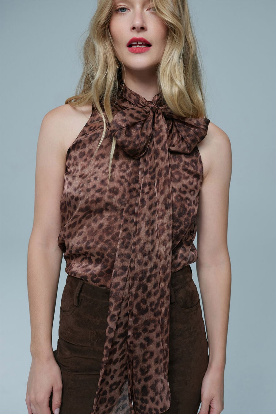 Arlette Neck Tie Printed Top