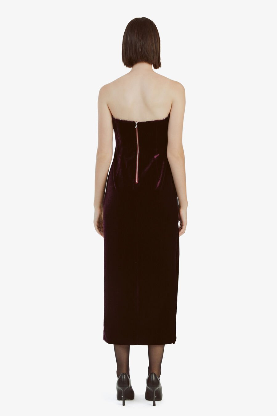 LILAH VELOUR MIDI DRESS in colour DRK PURPLE