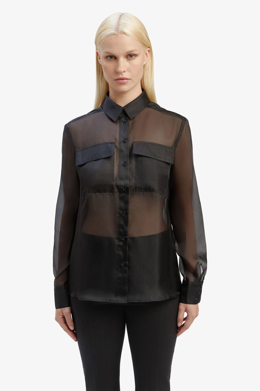 REBECCA ORGANZA SHIRT in colour BLACK