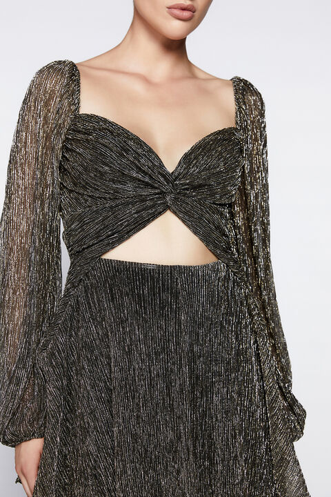 CARINA LUREX MINI DRESS in colour GOLD EARTH