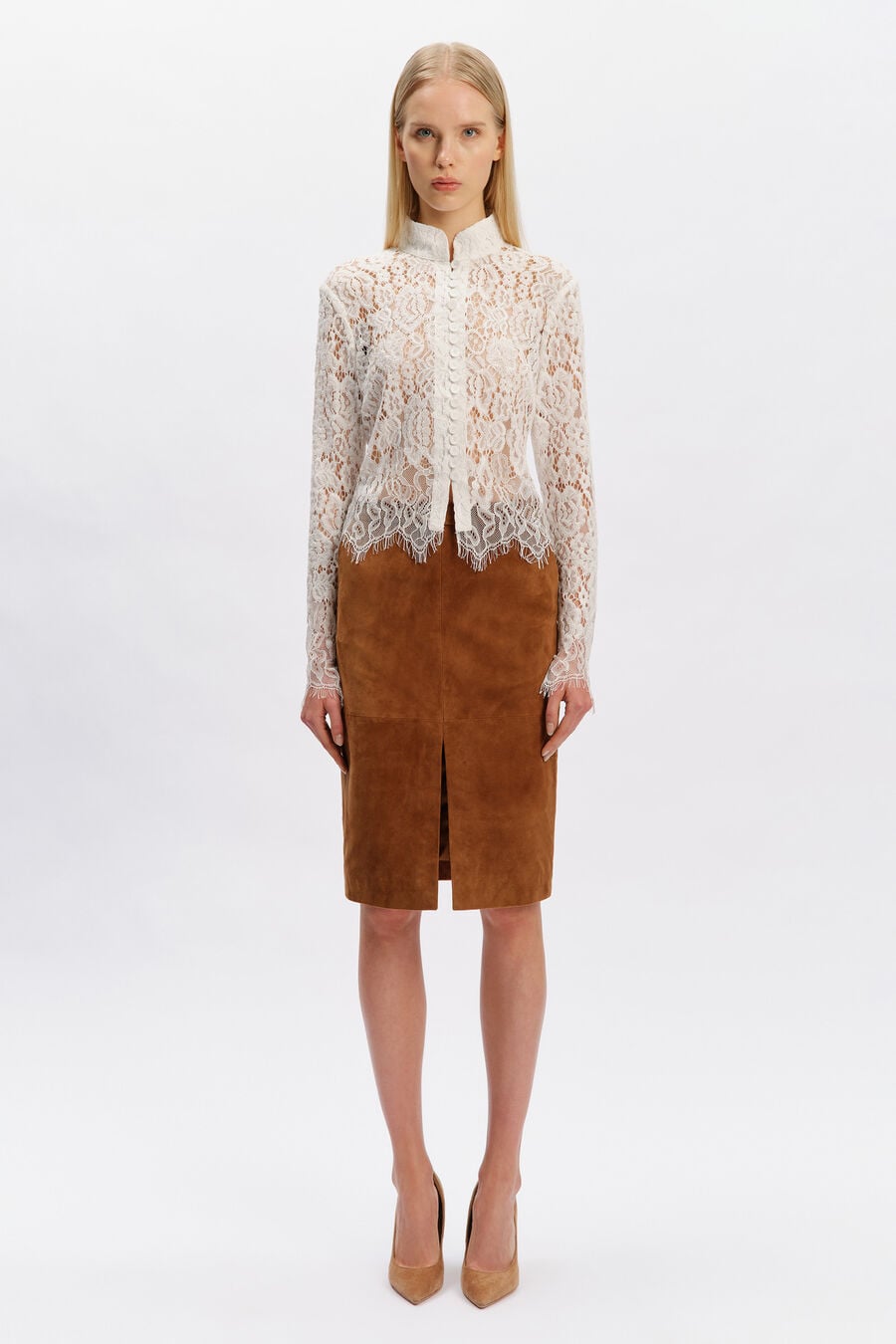 Remly Button Front Lace Top