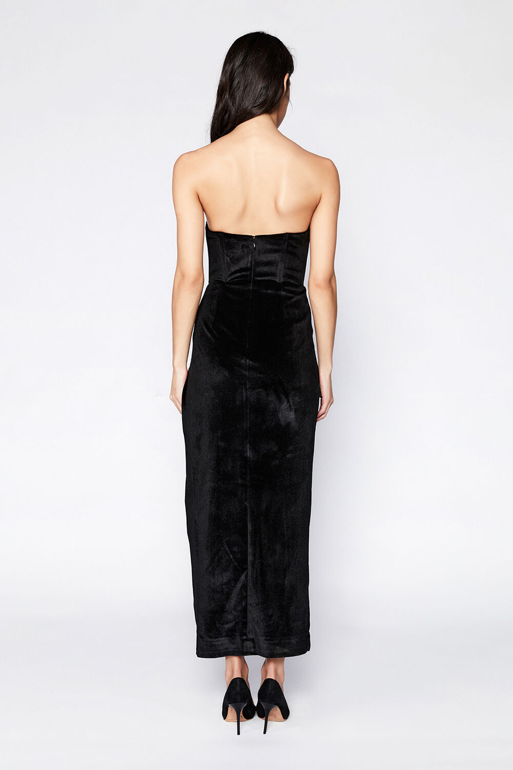 EVERLASTING VELOUR MIDI DRESS in colour CAVIAR