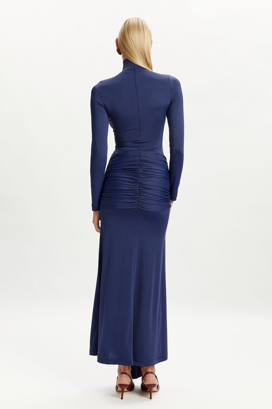 ALIX MAXI TIE FRONT DRESS in colour NAVY