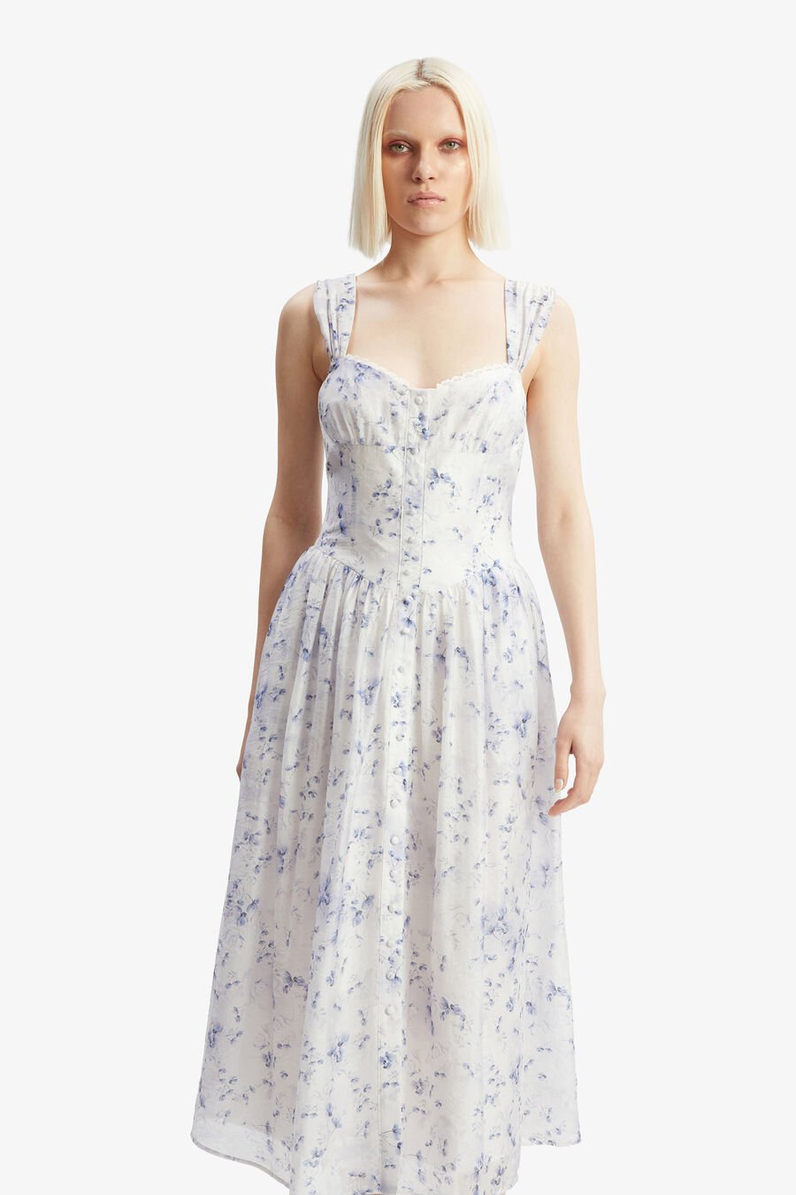 MALEA MIDI DRESS in colour Blue Garden Floral