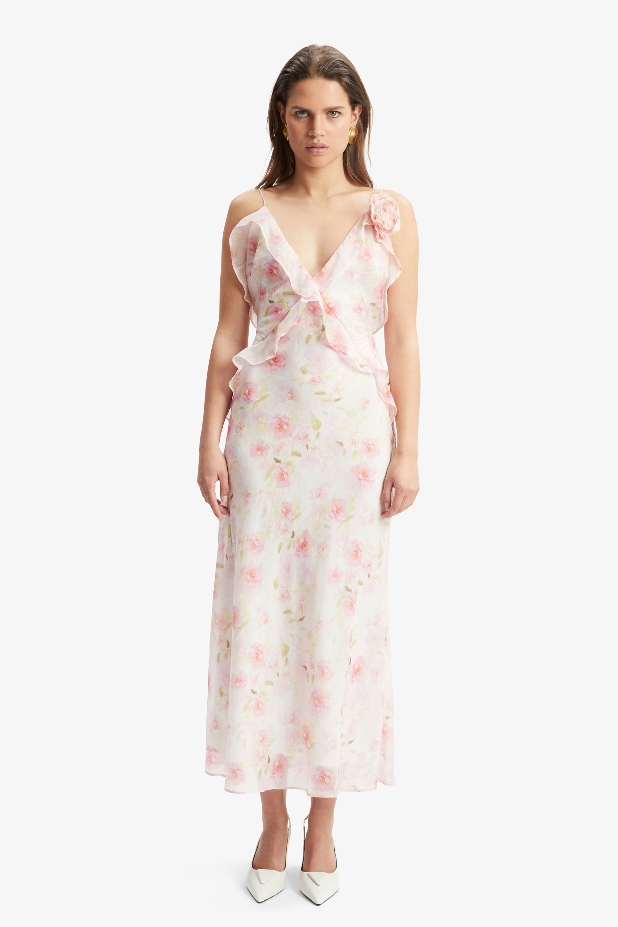 Olea Floral Maxi Dress In Pink Flora Bardot
