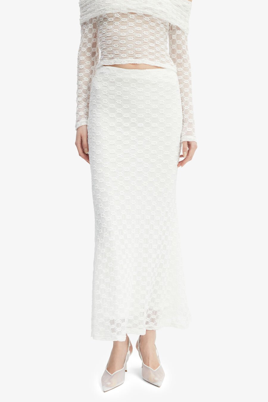 ADONI MID RISE MAXI SKIRT in colour ORCHIDWHT