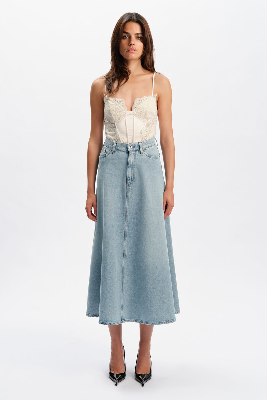 030 Denim Midi Skirt