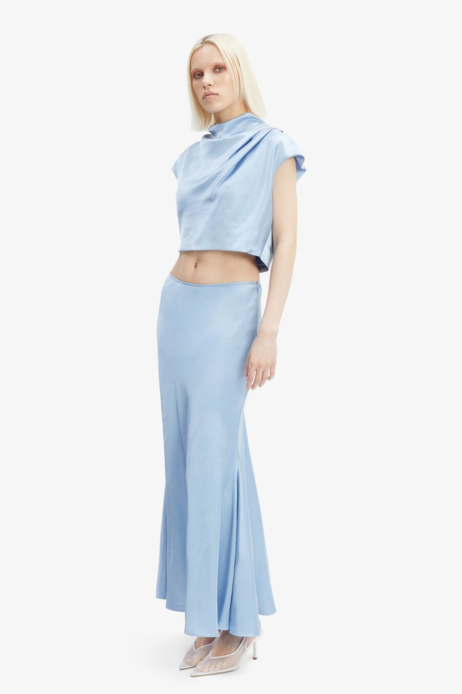 AURIA SATIN TOP in colour SOFTBLUE