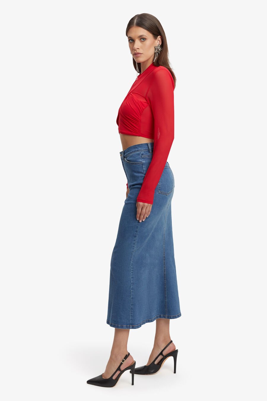ALIYAH TOP in colour FIRE RED