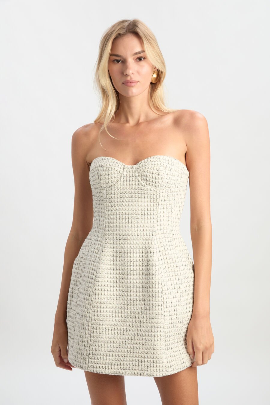 FLORINE BOUCLE MINI DRESS in colour Ivory