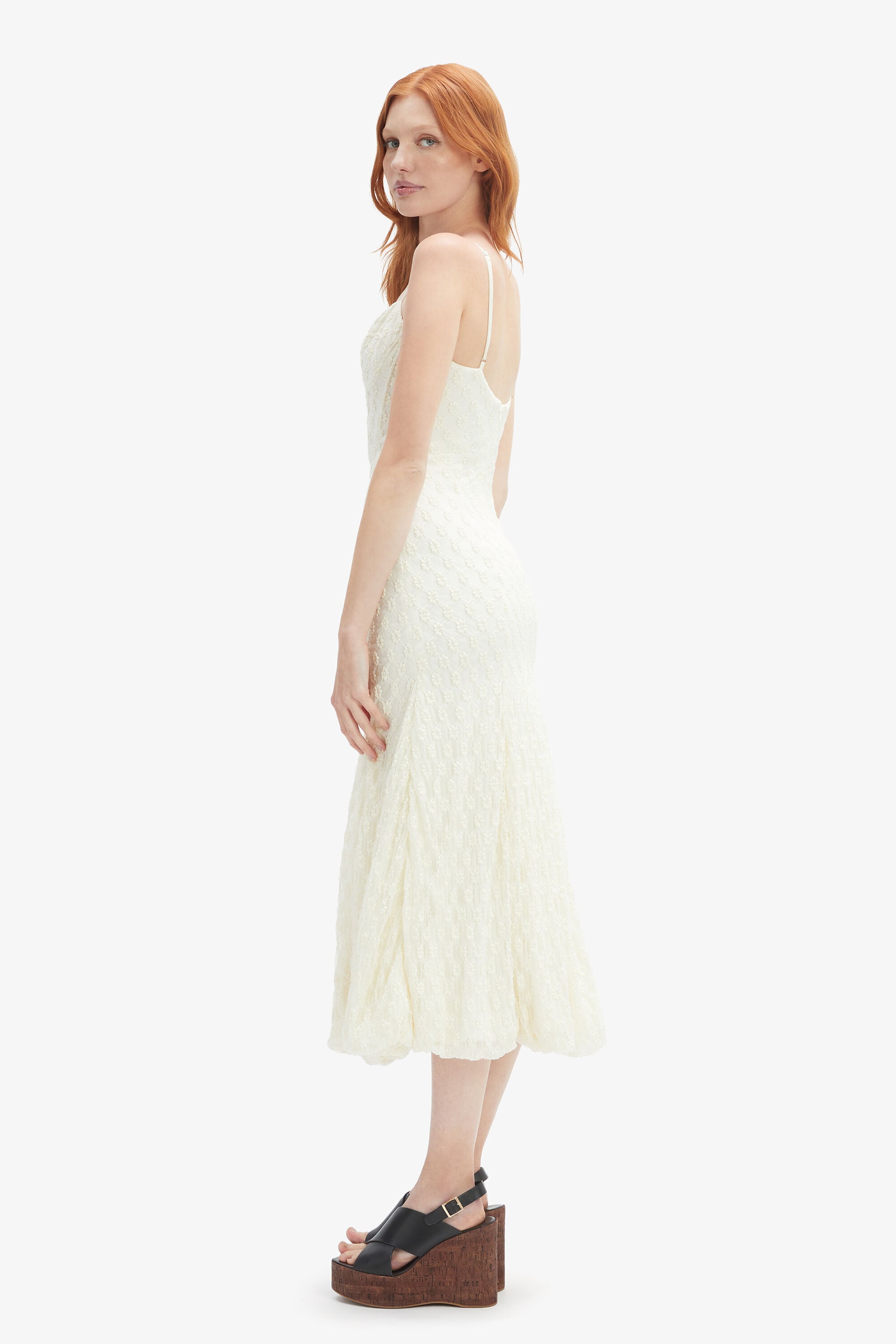 Delaney Lace Midi Dress In Ivory | Bardot