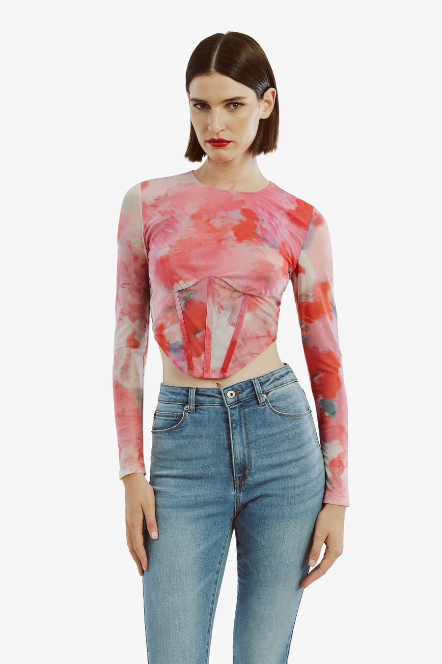 LENA MESH CORSET TOP in colour WILDFLOWER