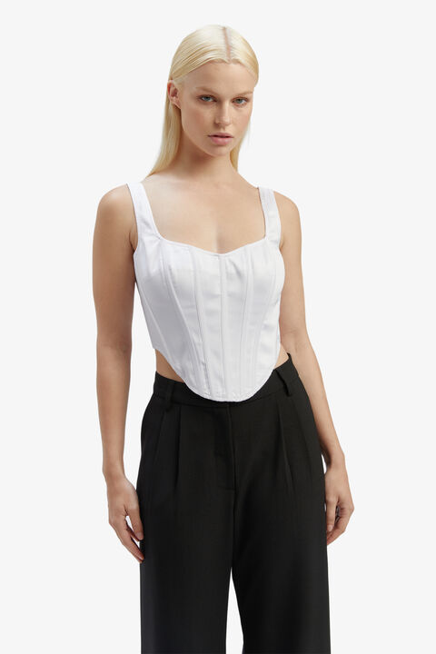SATIN CORSET BUSTIER in colour BRIGHT WHITE