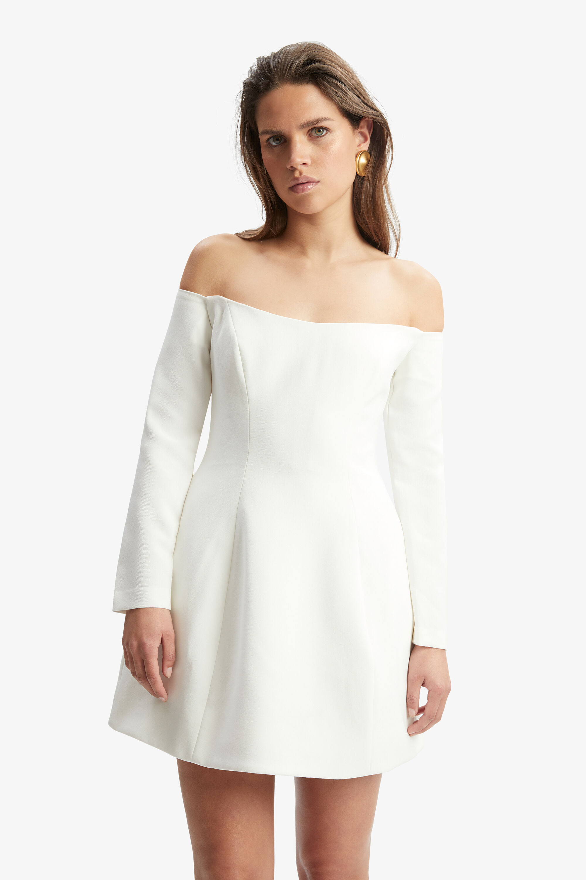 Nadene Hourglass Mini Dress In Orchid White | Bardot